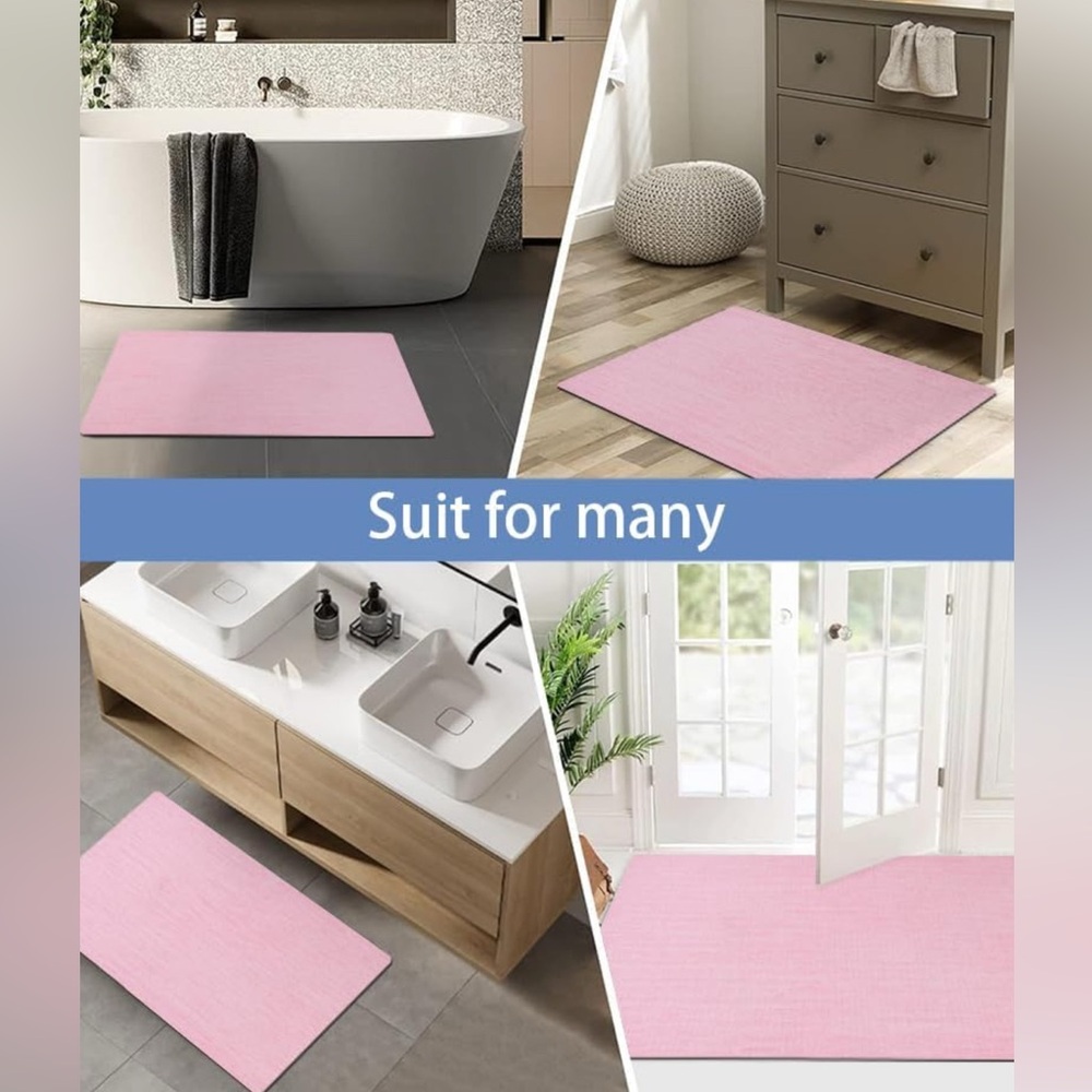 Mecko Blush Pink Bathroom Mat quick dry